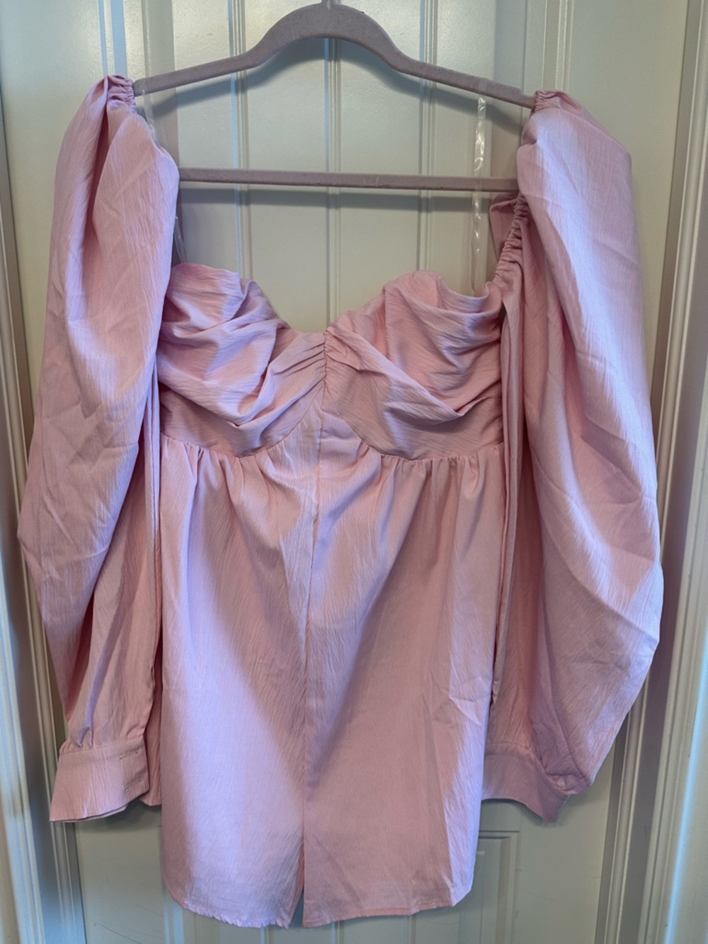 Fashion Nova Lavender Pink Puff-Sleeve Sweetheart romper